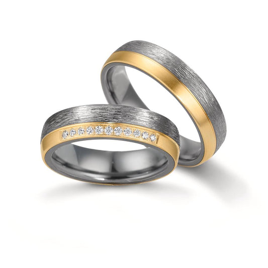 Partnerringe 999 tantal, 585/14K guld Diamant 0.11 ct, 11 Sten , w-si