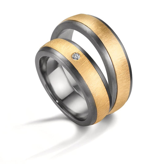 Partnerringe 999 tantal, 585/14K guld Diamant 0.03 ct, w-si