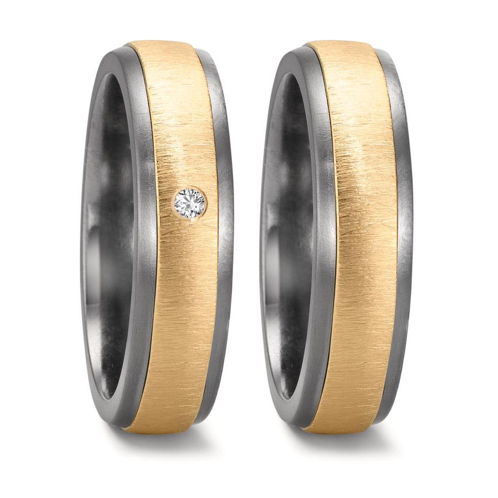 Partnerringe 999 tantal, 585/14K guld Diamant 0.03 ct, w-si
