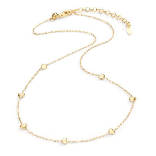 Collier Sølv gul forgyldt Hjerte 40-44 cm