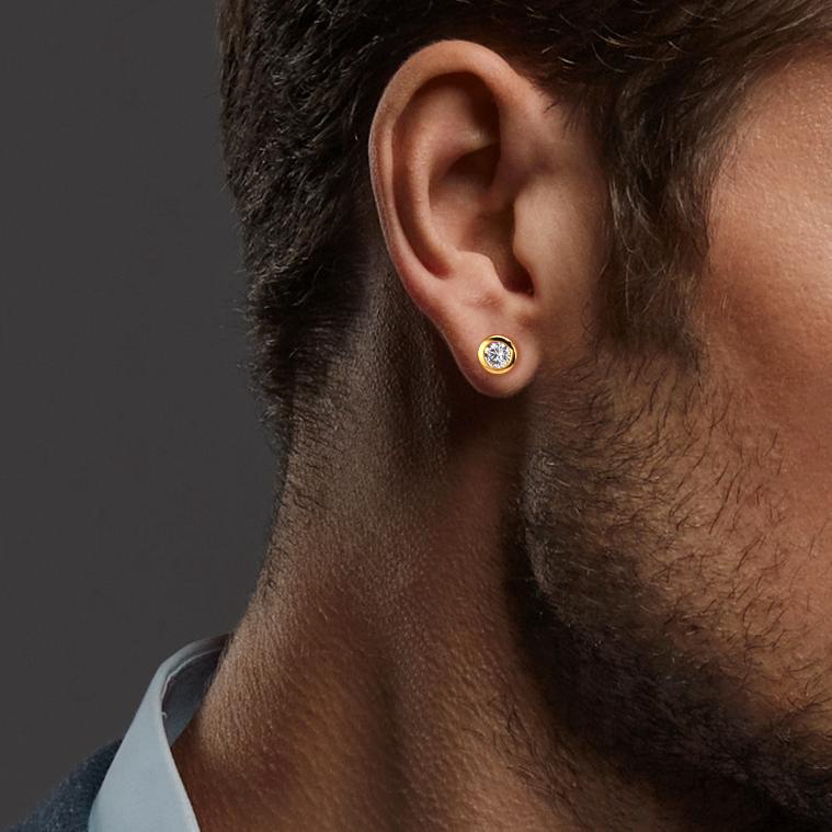 Ørestikker 375/9K guld Zirconia 2 Sten Ø5 mm