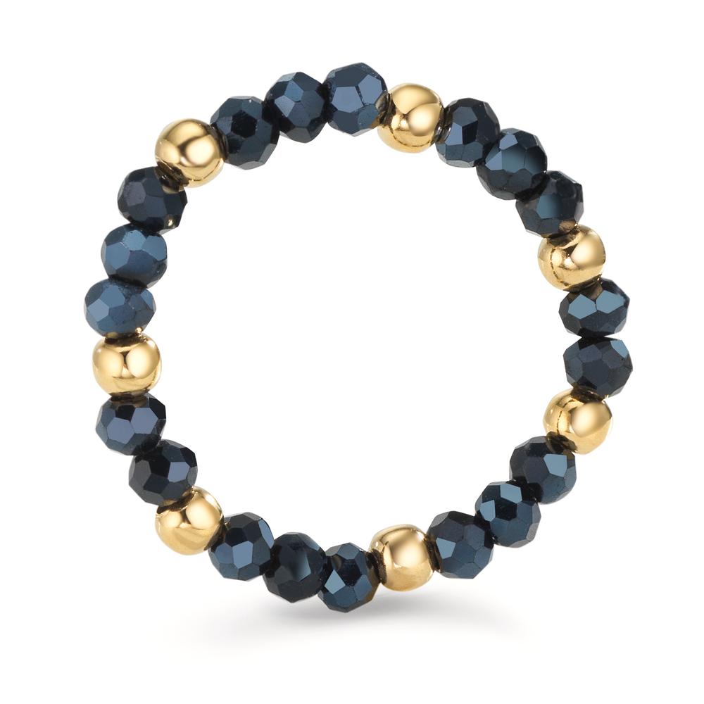 Ringe Rustfrit stål Krystal blå , 3 mm gul IP belagt