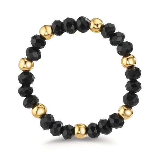 Ringe Rustfrit stål Krystal sort , 3 mm gul IP belagt