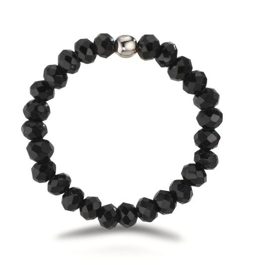 Ringe Rustfrit stål Krystal sort , 3 mm