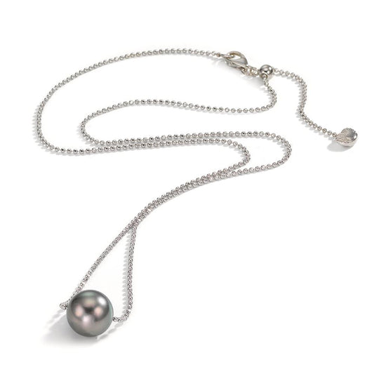Collier Sølv rhodineret Tahitisk perle, 10 mm 38-50 cm