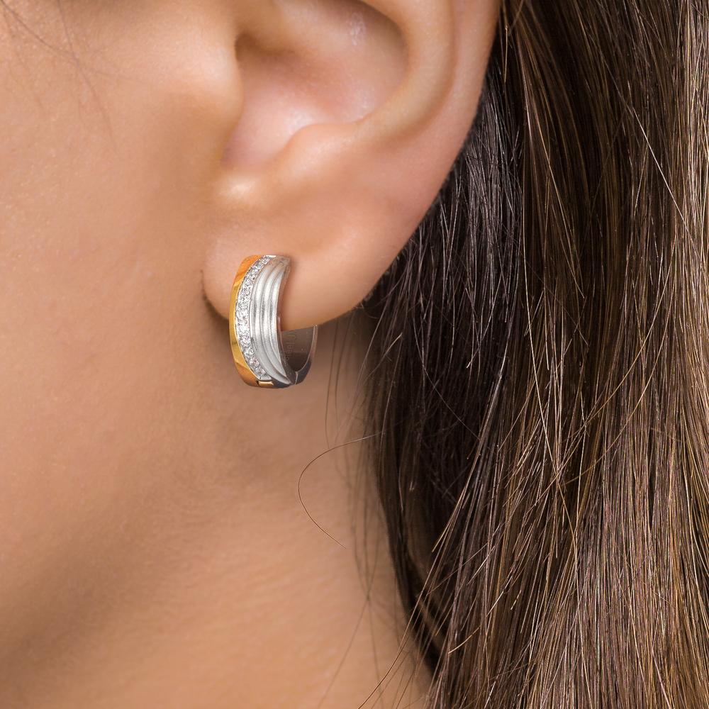 Click kreoler Rustfrit stål Zirconia hvid , 24 Sten tofarvet IP belagt