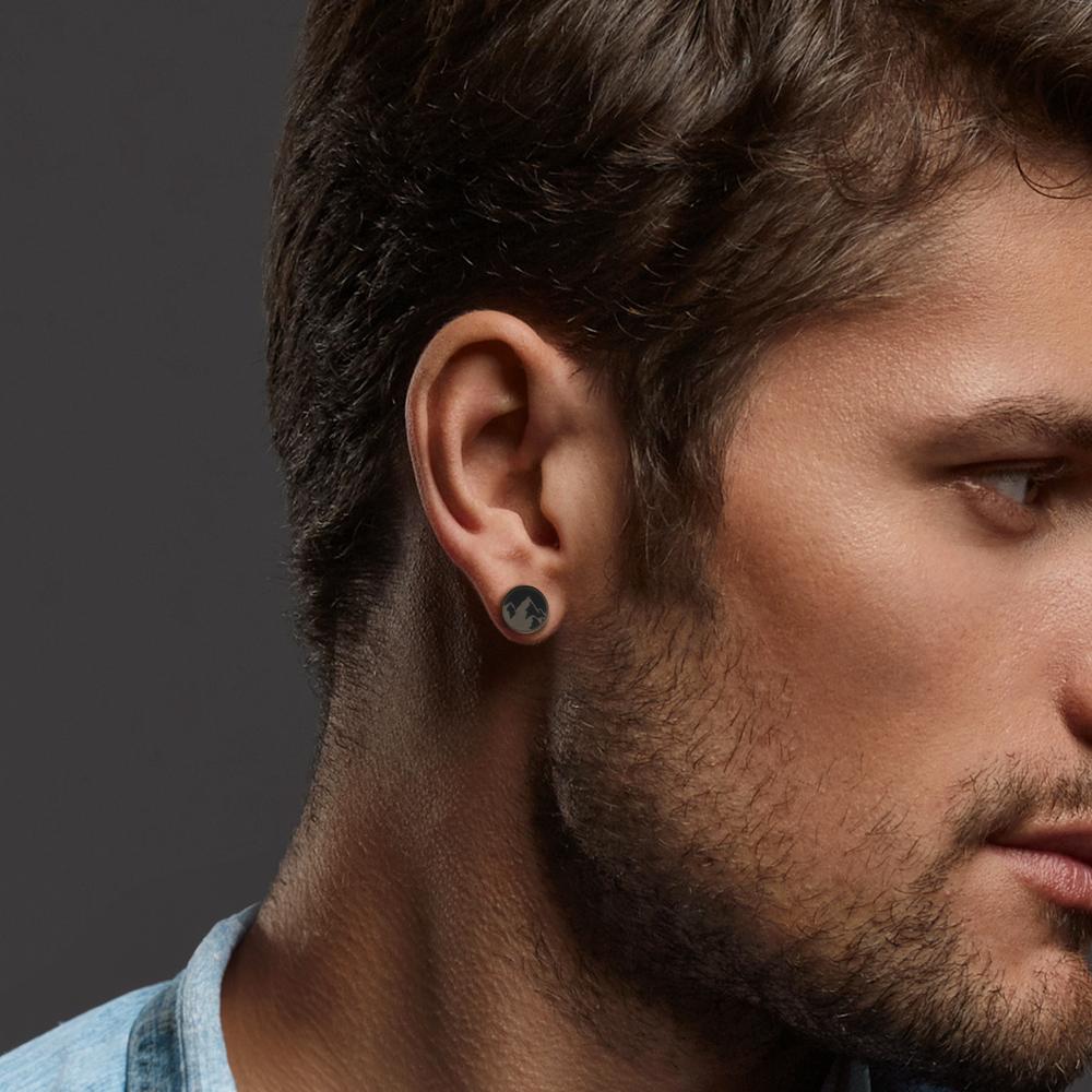 Ørestik 1 stk Rustfrit stål sort IP belagt Bjerg Ø8 mm