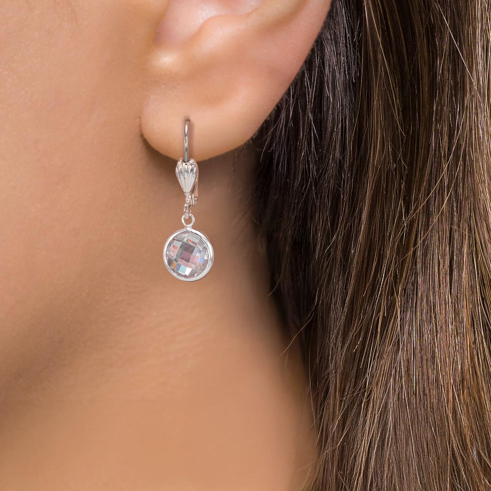 Øreringe Anti-allergisk Zirconia hvid , 2 Sten , 8 mm