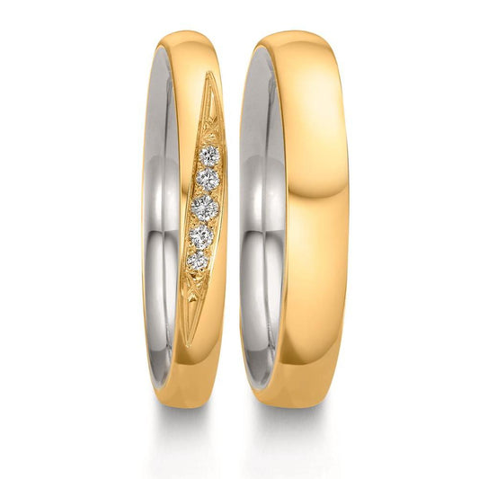Partnerringe 750/18K guld, 950 platin Diamant 0.051 ct, 5 Sten , w-si
