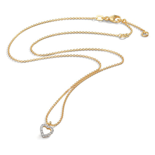 Collier 375/9K guld Zirconia Hjerte 38-42 cm