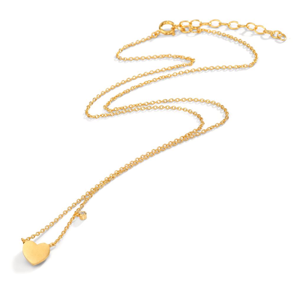 Collier Sølv Zirconia hvid gul forgyldt Hjerte 42-47 cm