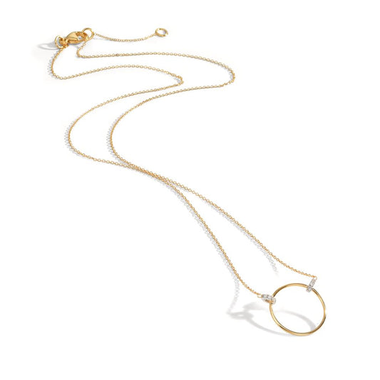 Collier 375/9K guld, 375/9K hvidguld Zirconia 6 Sten 42-45 cm Ø14 mm