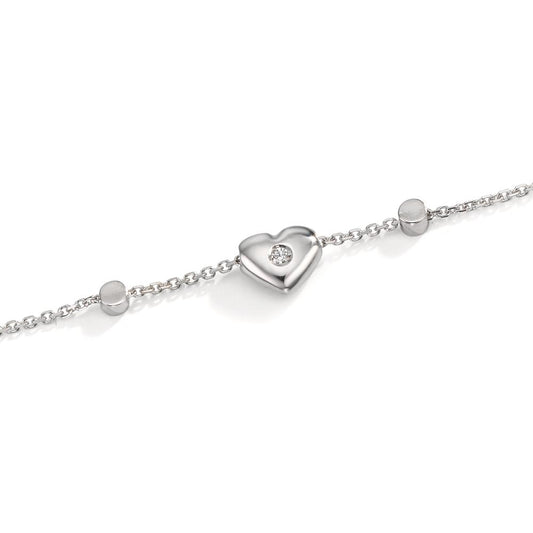 Armbånd 750/18K hvidguld Zirconia 2 Sten Hjerte