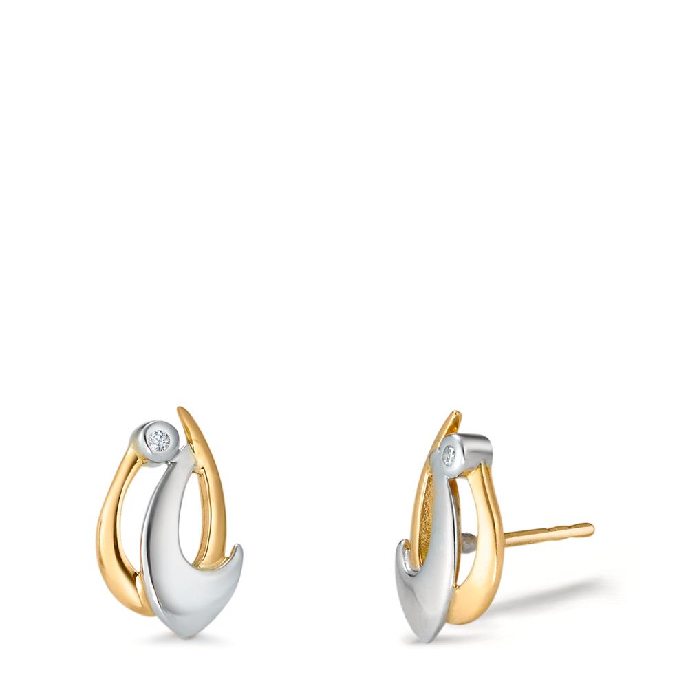 Ørestikker 750/18K guld, 750/18K hvidguld Diamant 0.02 ct, 2 Sten , p1