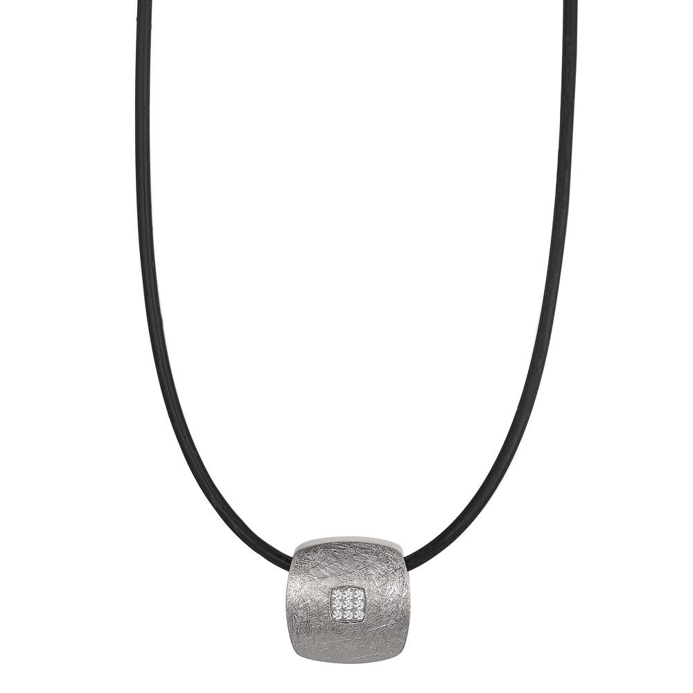 Collier Rustfrit stål, Gummi Diamant 0.072 ct, 9 Sten , tw-si 45 cm Ø2 mm