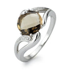 Ringe 750/18K hvidguld Diamant 0.04 ct, 6 Sten , w-si, Røgkvarts
