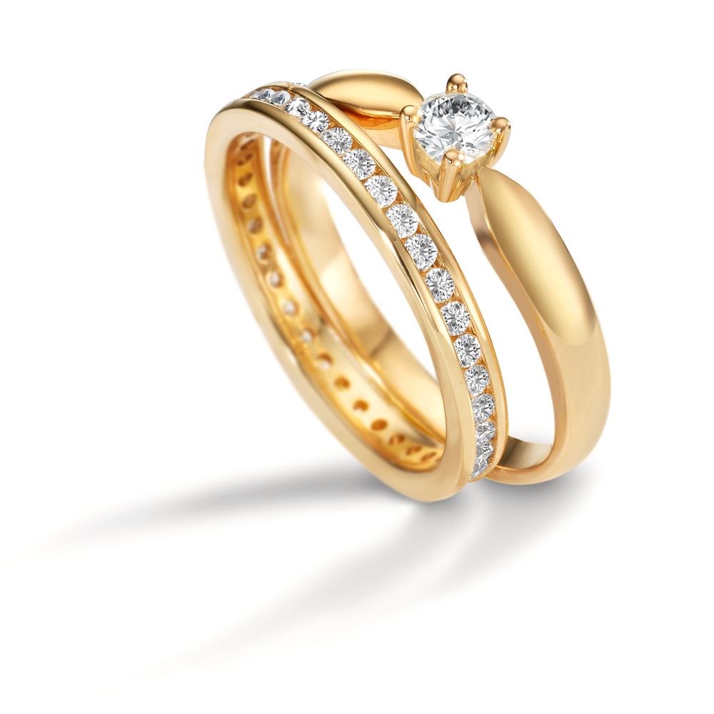 Memory ring 750/18K guld Diamant hvid , 1 ct, 33 Sten , [Brillant], w-si