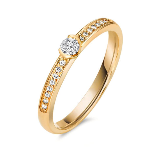 Solitaire ring 750/18K guld Diamant 0.20 ct, 17 Sten , w-si