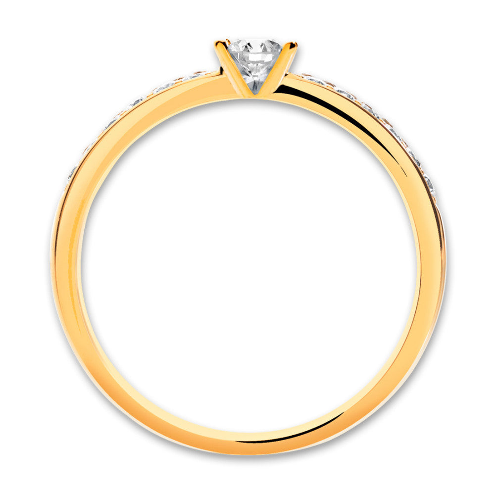 Solitaire ring 750/18K guld Diamant 0.20 ct, 17 Sten , w-si