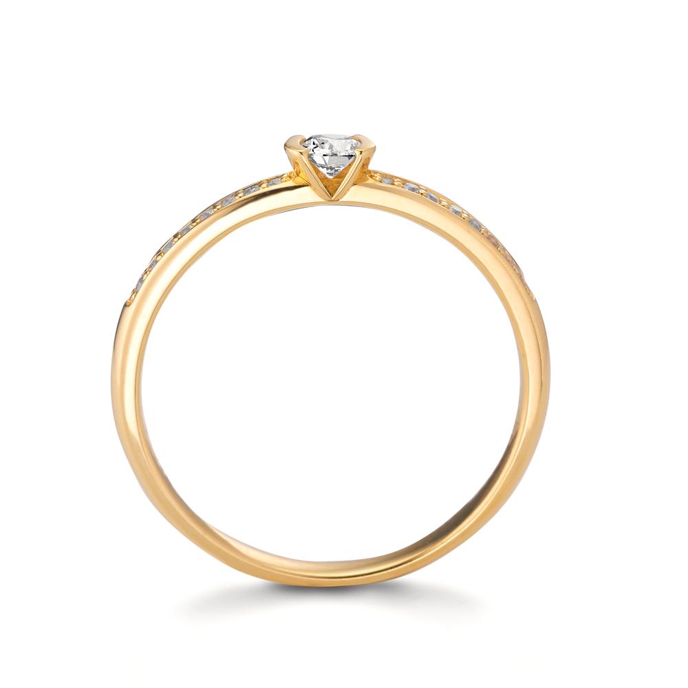 Solitaire ring 750/18K guld Diamant 0.20 ct, 17 Sten , w-si