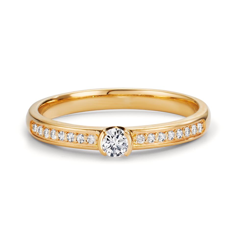 Solitaire ring 750/18K guld Diamant 0.20 ct, 17 Sten , w-si
