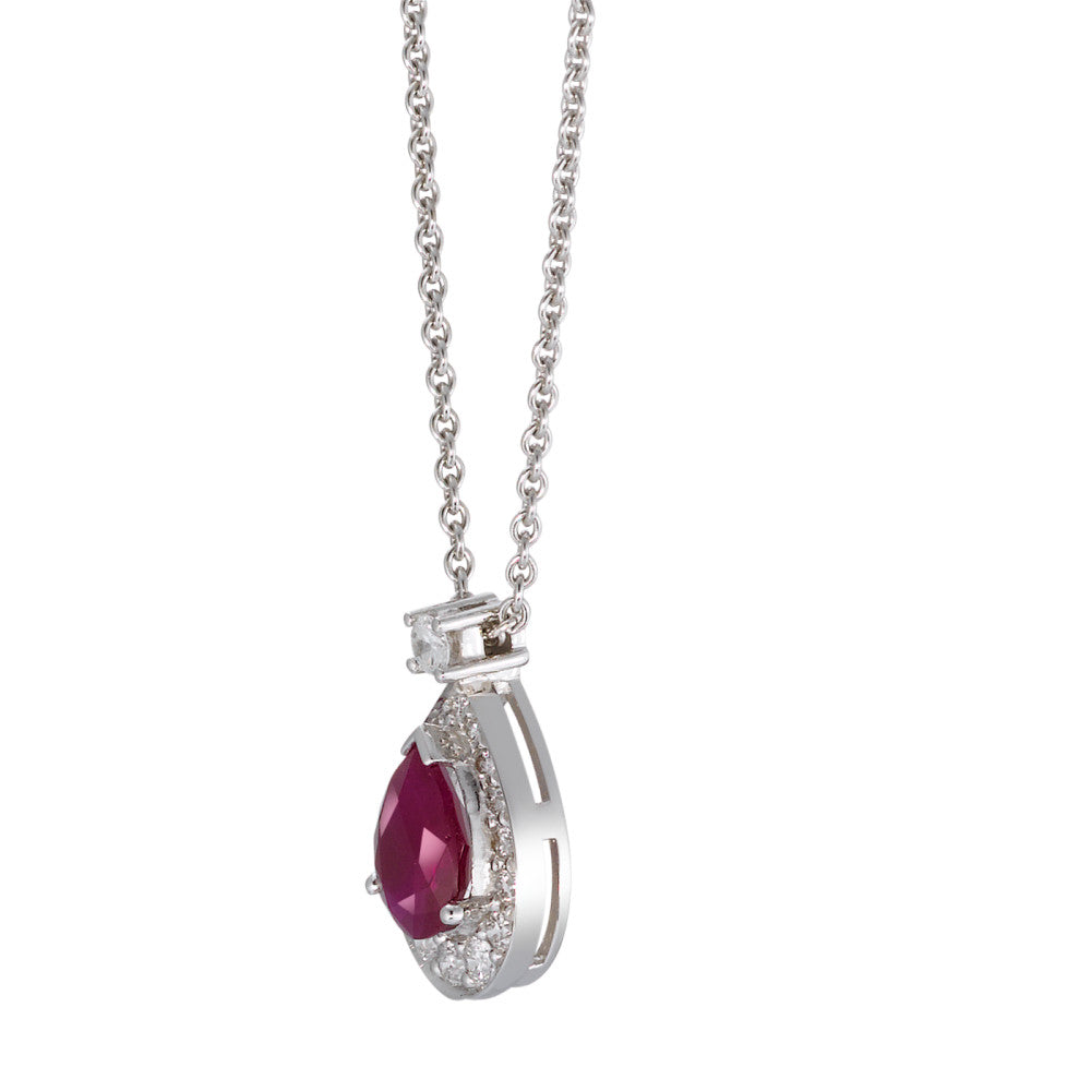 Collier 750/18K hvidguld Rubin p1, Diamant 0.21 ct, 18 Sten , w-si 42 cm