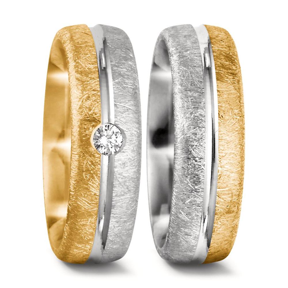 Partnerringe 750/18K guld, 750/18K hvidguld Diamant 0.07 ct, tw-si
