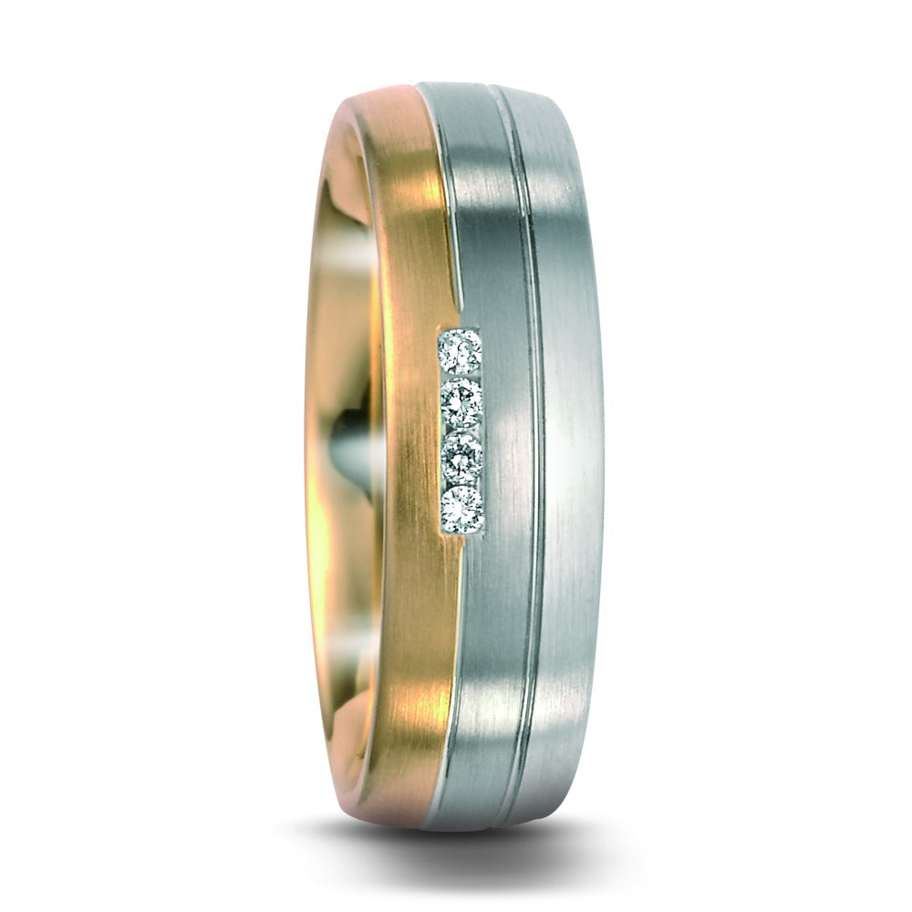 Ringe 500 palladium, 750/18K guld, 750/18K hvidguld Diamant 0.04 ct, 4 Sten , w-si