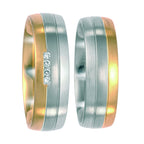Ringe 500 palladium, 750/18K guld, 750/18K hvidguld Diamant 0.04 ct, 4 Sten , w-si