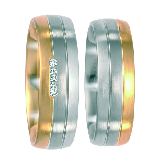 Ringe 500 palladium, 750/18K guld, 750/18K hvidguld Diamant 0.04 ct, 4 Sten , w-si