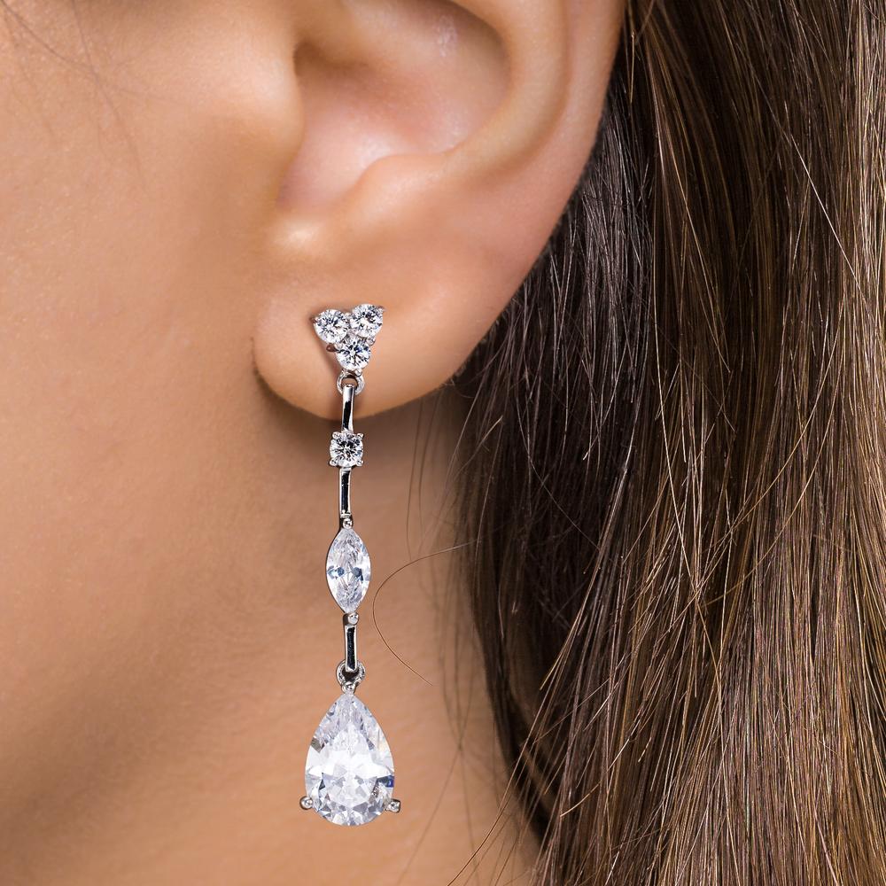 Øreringe Sølv Zirconia rhodineret