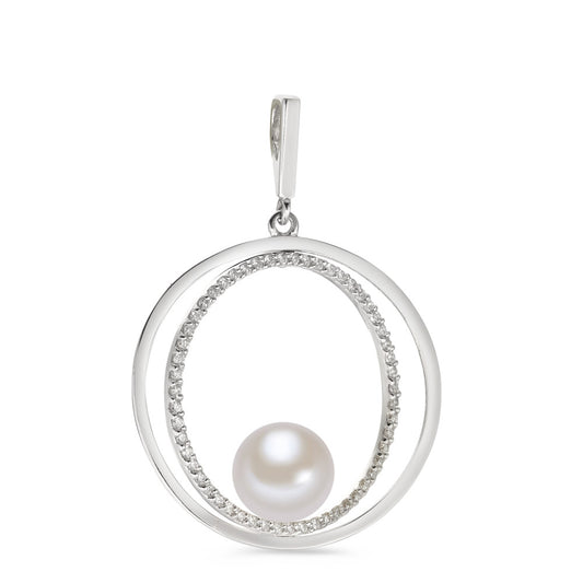 Vedhæng 750/18K hvidguld Diamant 0.35 ct, 55 Sten , w-si Ferskvands kulturperle