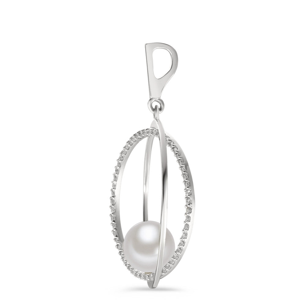 Vedhæng 750/18K hvidguld Diamant 0.35 ct, 55 Sten , w-si Ferskvands kulturperle