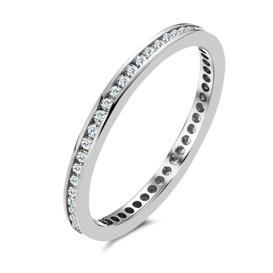 Memory ring 750/18K hvidguld Diamant 0.25 ct, 50 Sten , w-si