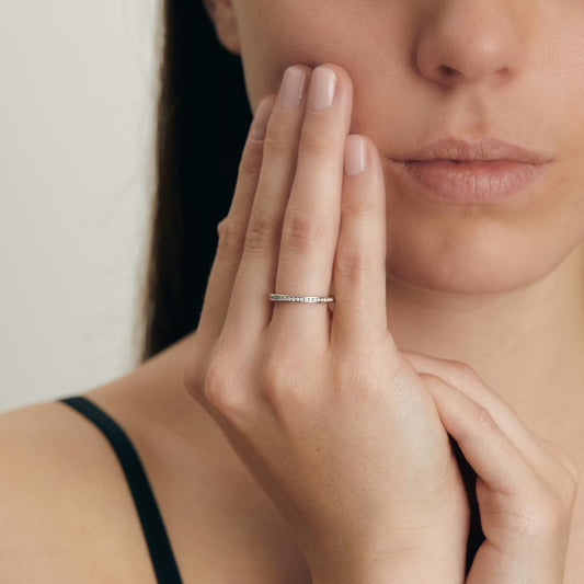 Memory ring 750/18K hvidguld Diamant 0.25 ct, 50 Sten , w-si