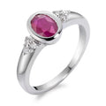 Ringe 750/18K hvidguld Rubin, Diamant 0.08 ct, 6 Sten , w-si