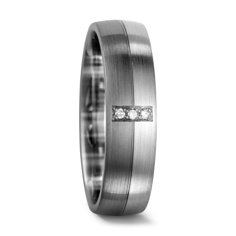 Partnerringe 375/9K hvidguld, 500 palladium Diamant 0.03 ct, 3 Sten , tw-si