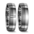 Partnerringe 375/9K hvidguld, 500 palladium Diamant 0.03 ct, 3 Sten , tw-si