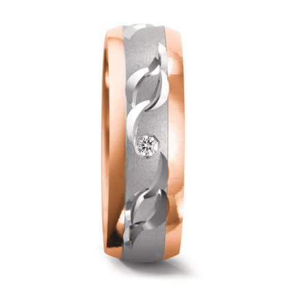 Partnerringe 750/18K hvidguld, 750/18K rødguld Diamant 0.02 ct, w-si
