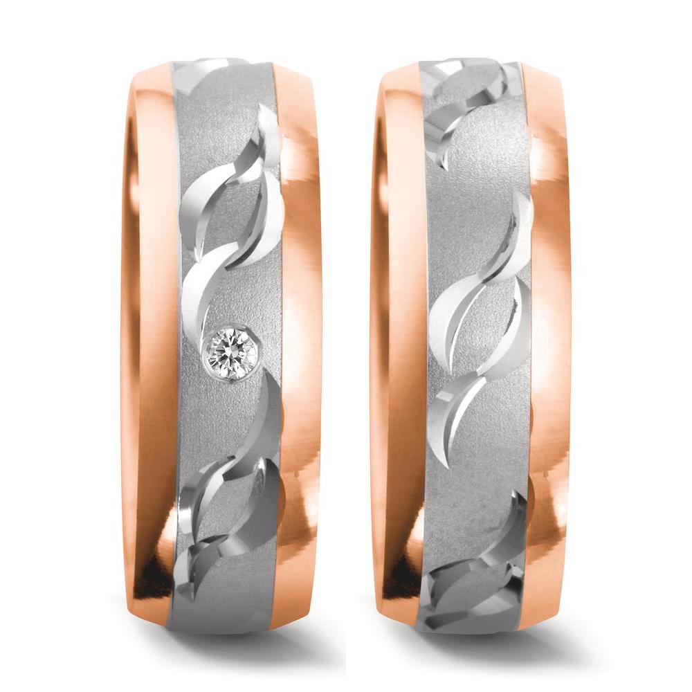 Partnerringe 750/18K hvidguld, 750/18K rødguld
