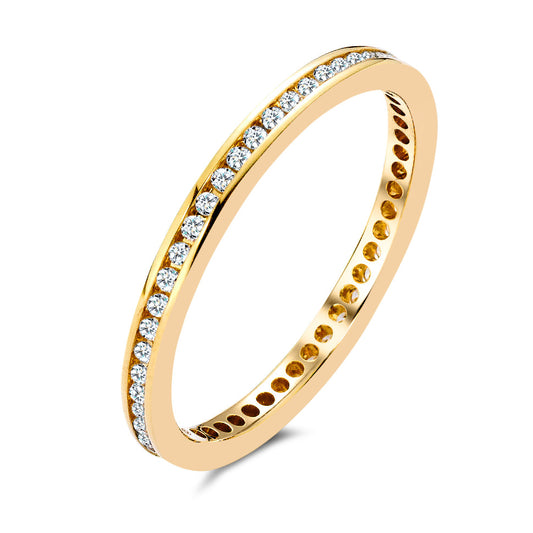 Memory ring 750/18K guld Diamant 0.25 ct, 50 Sten , w-si