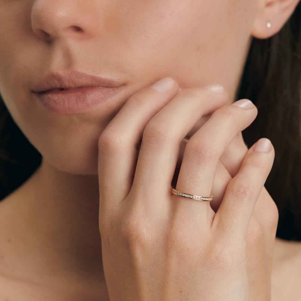 Memory ring 750/18K guld Diamant 0.25 ct, 50 Sten , w-si