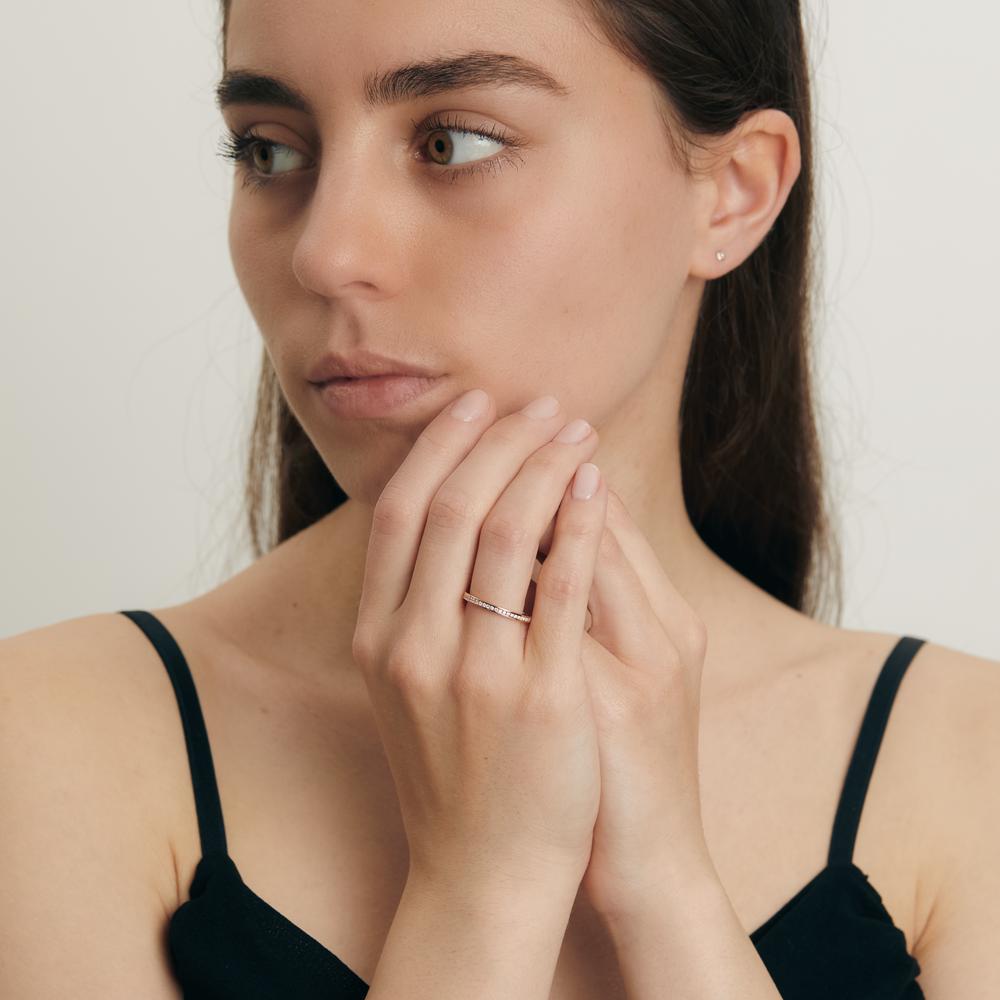 Memory ring 750/18K rødguld Diamant 0.25 ct, 50 Sten , w-si