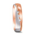 Partnerringe 750/18K rødguld, 750/18K hvidguld Diamant 0.045 ct, 3 Sten , tw-vsi
