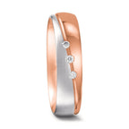 Partnerringe 750/18K rødguld, 750/18K hvidguld Diamant 0.045 ct, 3 Sten , tw-vsi