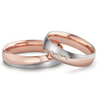 Partnerringe 750/18K rødguld, 750/18K hvidguld Diamant 0.045 ct, 3 Sten , tw-vsi