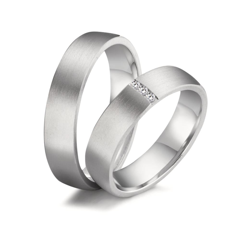 Partnerringe 750/18K hvidguld Diamant 0.03 ct, 3 Sten , tw-vsi