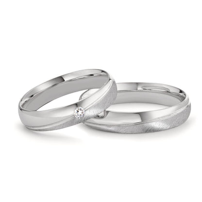 Partnerringe 750/18K hvidguld Diamant 0.04 ct, tw-vsi