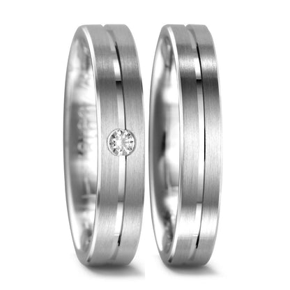 Partnerringe 750/18K hvidguld Diamant 0.04 ct, tw-vsi