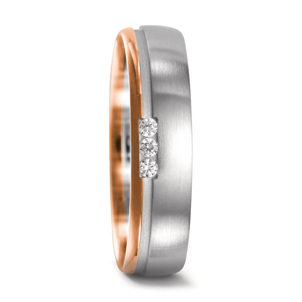 Partnerringe 750/18K hvidguld, 750/18K rødguld Diamant 0.045 ct, 3 Sten , w-si